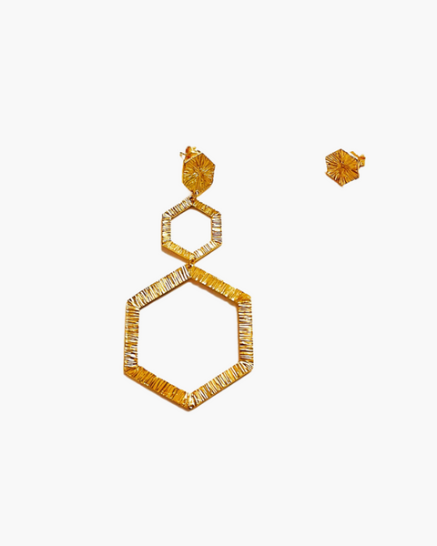 Asymmetric Hexagon Earrings - HENRY RIVER Collection