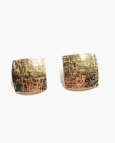 Orecchini Scudo Quadrato grande rodio - oro - HENRY RIVER Collection