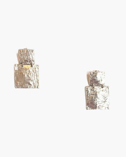 ORECCHINI 2 Scudi quadrati Argento - Oro - HENRY RIVER Collection
