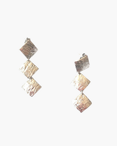 Orecchini 3 scudi quadrati rodio - oro - HENRY RIVER Collection
