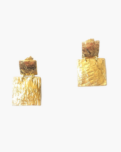 ORECCHINI 2 Scudi quadrati Argento - Oro - HENRY RIVER Collection