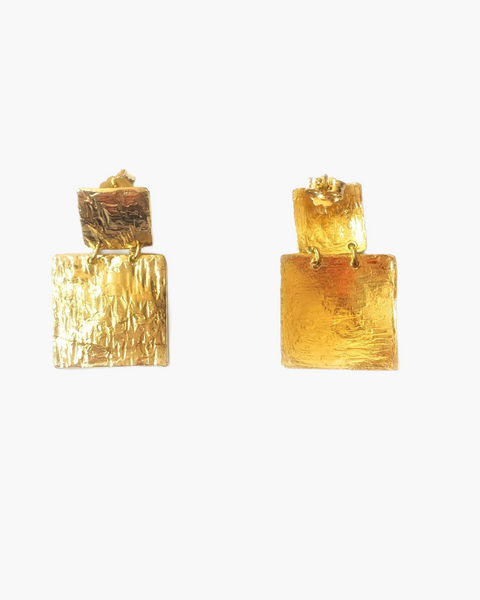 ORECCHINI 2 Scudi quadrati Argento - Oro - HENRY RIVER Collection