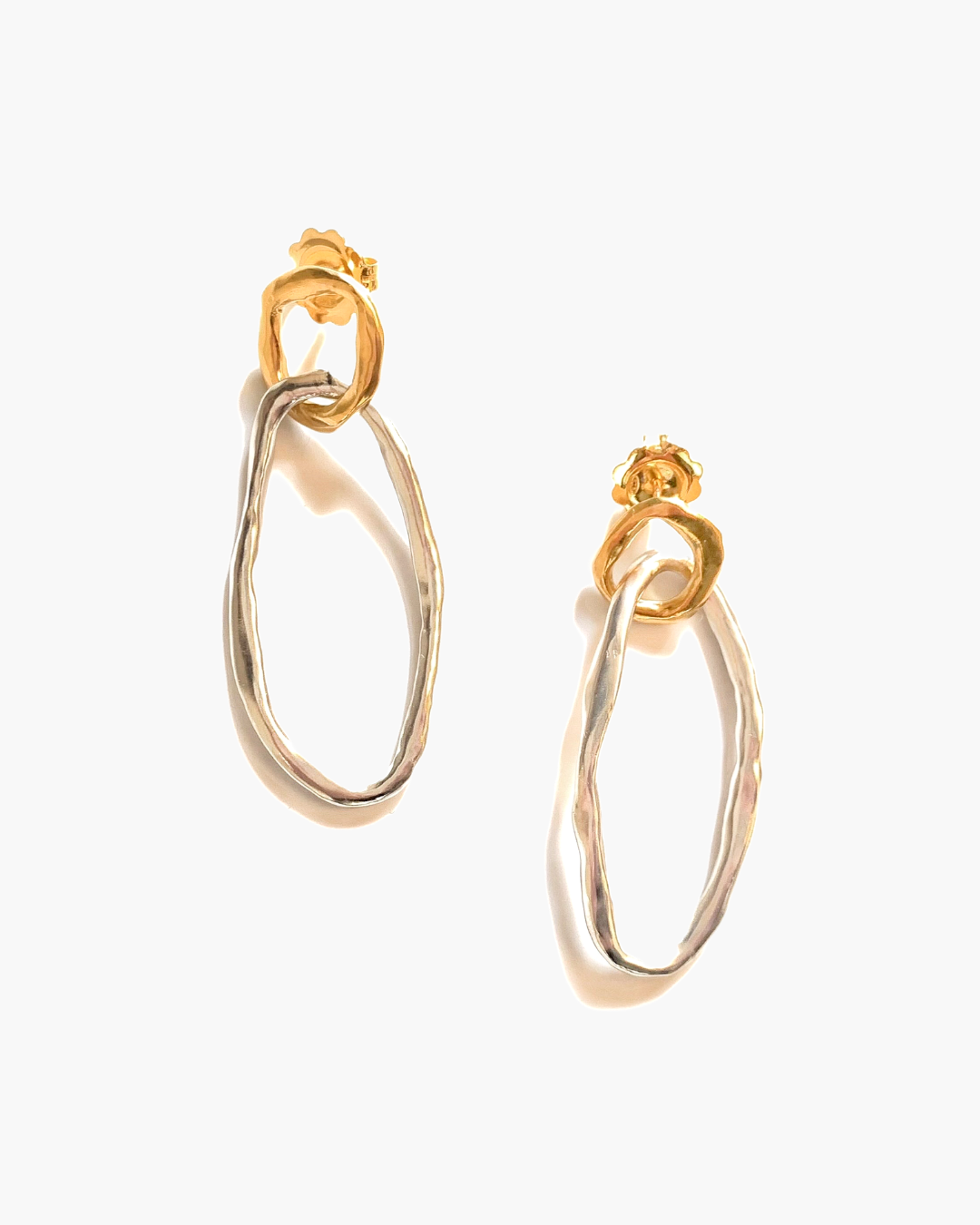 Orecchini Ovali naturali in Oro e Rodio - HENRY RIVER Collezione Organic
