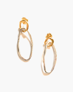 Orecchini Ovali naturali in Oro e Rodio - HENRY RIVER Collezione Organic