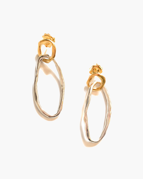 Orecchini Ovali naturali in Oro e Rodio - HENRY RIVER Collezione Organic