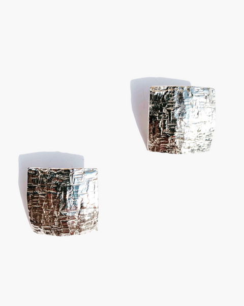Orecchini Scudo Quadrato grande rodio - oro - HENRY RIVER Collection
