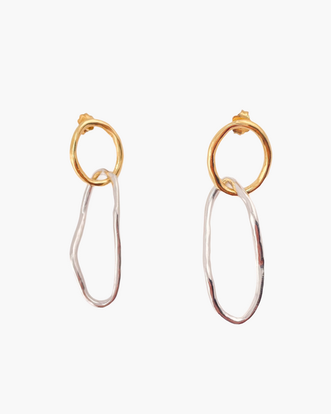 Orecchini Ovali naturali in Oro e Rodio - HENRY RIVER Collezione Organic