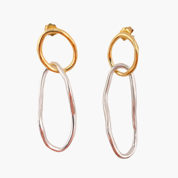 Orecchini Ovali naturali in Oro e Rodio - HENRY RIVER Collezione Organic