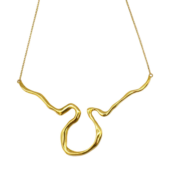Collana Fluid M – Design fluido ispirato alla natura | Bronzo oro 18kt o rodio | Made in Italy