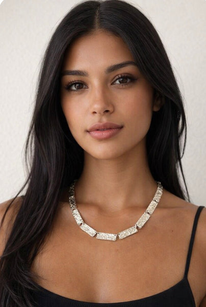 Handcrafted rectangle necklace. Made in Italy - Henry River Jewelry