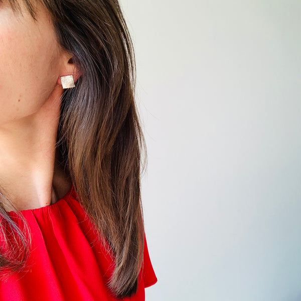 Orecchini Scudo Quadrato rodio Piccolo - HENRY RIVER Collection